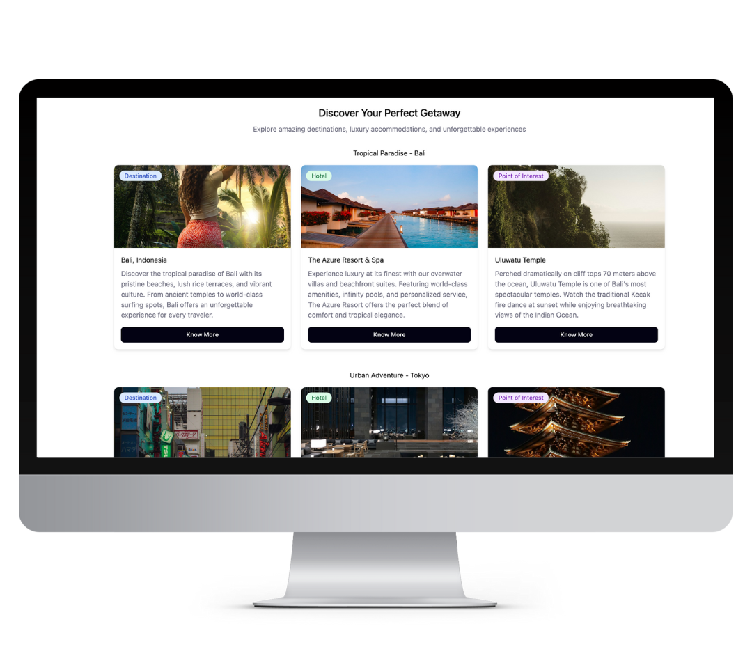 plug and play content available on Nezasa's travel itinerary planner
