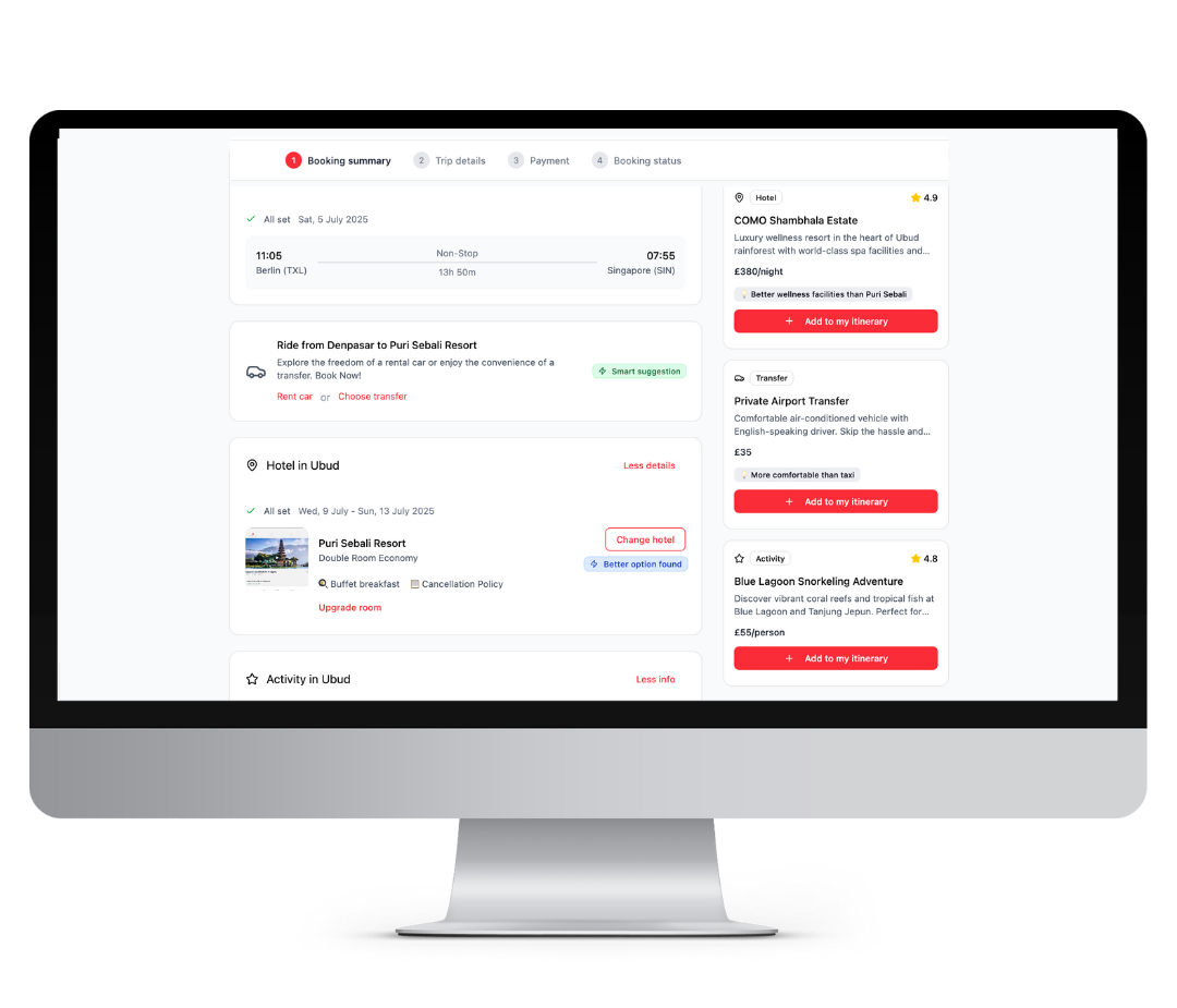 use smart recommendations in Nezasa TripBuilder travel itinerary planner