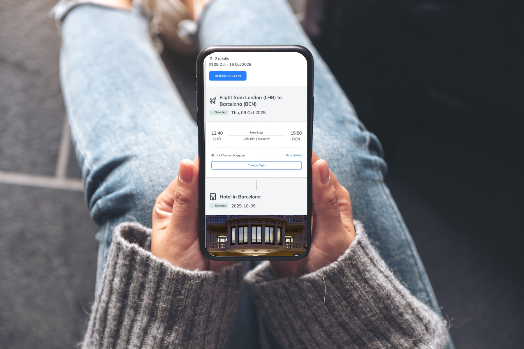 woman using planner copilot to create a trip based on a social media video