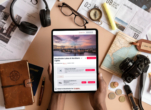 tablet showing a planned itinerary on nezasa tripbuilder smart planner